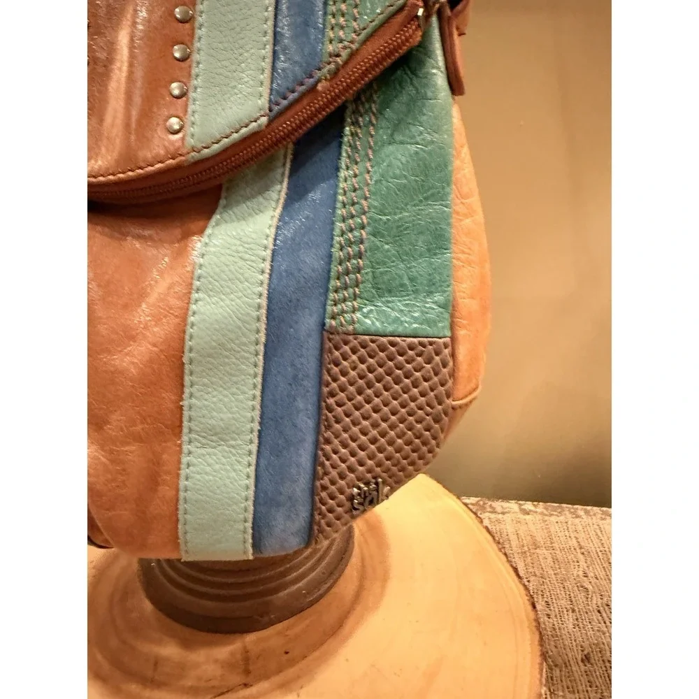 The Sak Silverlake Leather Rare Stripe Color Block Crossbody Bag  Festival‎ Boho